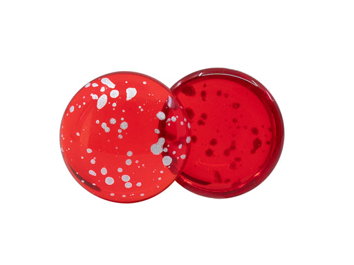 Tschechische Glascabochons 18 mm Hell Siam Silberspritzer Tschechisches Glas  Color_Red