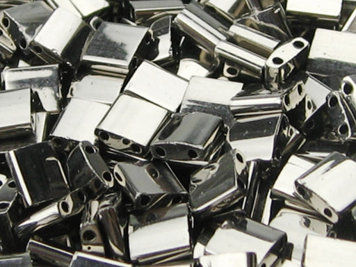 Tila™ Glasperlen  5x5 mm 2-Loch  Vernickelt Japanische Glasperlen Miyuki Farbe_Silver