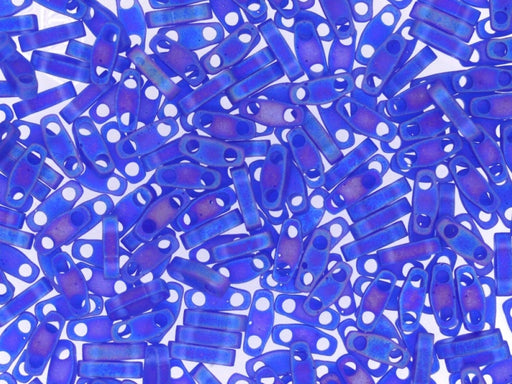Quarter Tila™ Glasperlen 5x1.2x1.9 mm 2-Loch Transparent Kobalt AB Japanische Glasperlen Miyuki Farbe_Blue