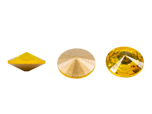 1 pc Matubo Rivoli 18 mm, Jonquille Gelb mit Goldfolie, Tschechisches Glas (Matubo Rivoli)