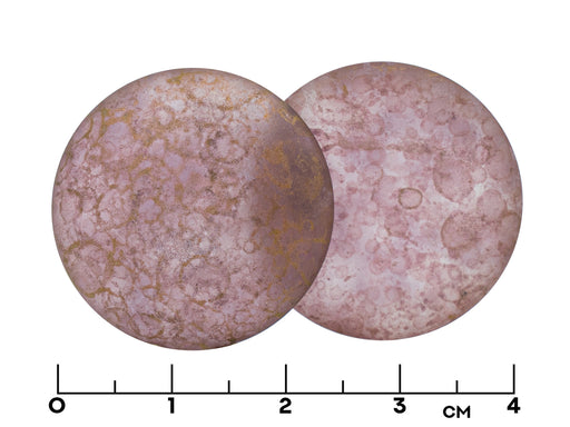 1 pc Par Puca Tschechische Glascabochons 25 mm, Kristall matt Bronze, Tschechisches Glas (Czech Glass Cabochons)