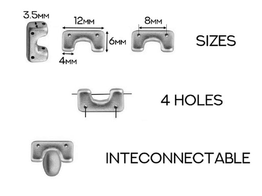 15 pcs Telos® par Puca® 12x6x3.5 mm, 4-Loch, Silber Alluminium matt, Tschechisches Glas (Telos® par Puca® Beads)