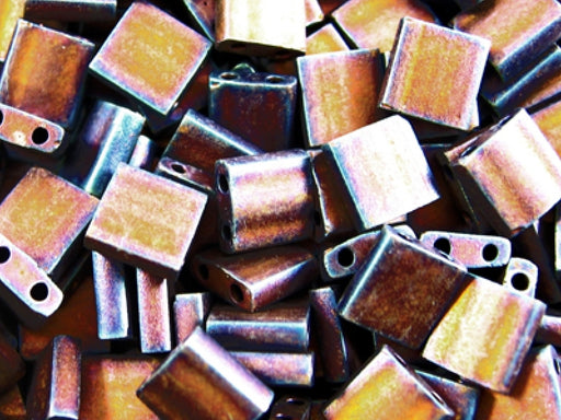 Tila™ Glasperlen  5x5 mm 2-Loch  Mattiert Metallic Kupfer Japanische Glasperlen Miyuki Farbe_Brown
