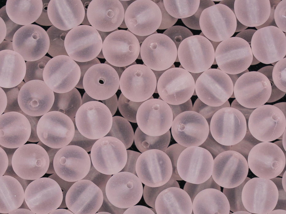 50 pcs Trompetenblumenperlen 10x12 mm, Hellrosa matt, Tschechisches Glas (Round Beads)