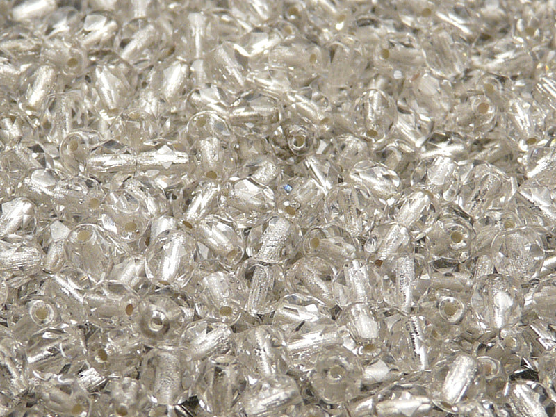 Fire Polished facettierte runde Perlen 5 mm Kristall mit versilbertem Loch Tschechisches Glas  Clear Silver