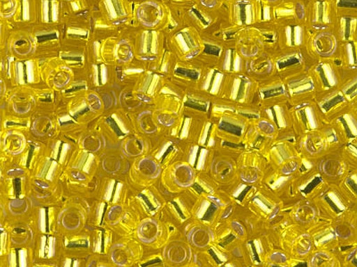 Delica Rocailles 8/0 Gelb mit versilbertem Loch Japanische Glasperlen Miyuki Farbe_Yellow