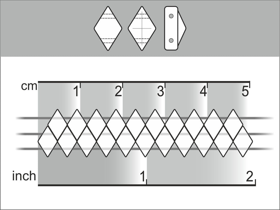 30 pcs Diamonduo™ Beads 5x8 mm, 2-Loch , Betongrau, Tschechisches Glas (Diamonduo™ Beads)