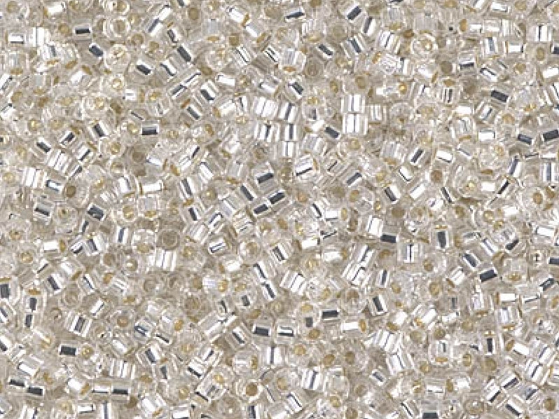 Delica Beads Cut 11/0 Kristall mit versilbertem Loch Japanische Glasperlen Miyuki Farbe_Clear Farbe_ Silver