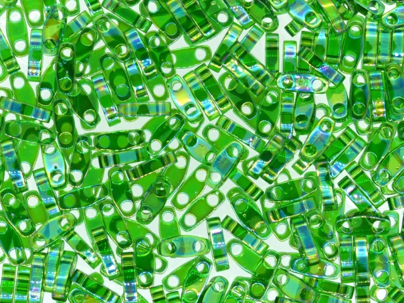 Quarter Tila™ Glasperlen 5x1.2x1.9 mm 2-Loch Transparent Grün AB Japanische Glasperlen Miyuki Farbe_Green Farbe_ Multicolored