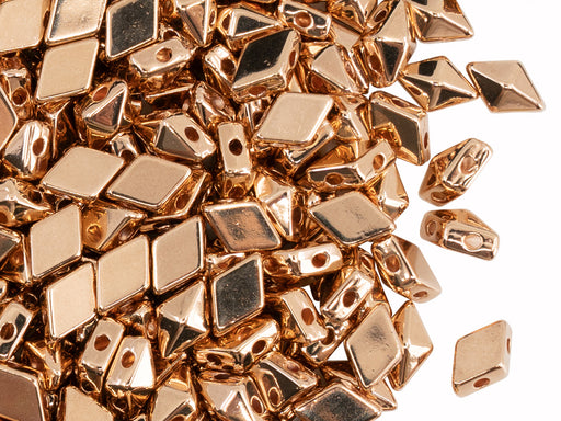 Diamonduo™ Glasperlen 5x8 mm 2-Loch  Rosengold beschichtet Metall Farbe_Gold