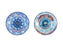 Tschechische Glasknöpfe handbemalt Größe 8 (18.0 mm | 3/4'') Kristall AB mit blauem Schuppenmuster Tschechisches Glas  Color_Blue