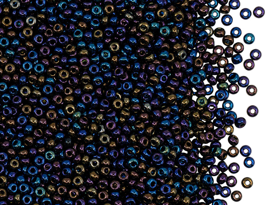 Rocailles 11/0 Schwarz irisierend Metallic Tschechisches Glas Farbe_Blue Farbe_ Purple