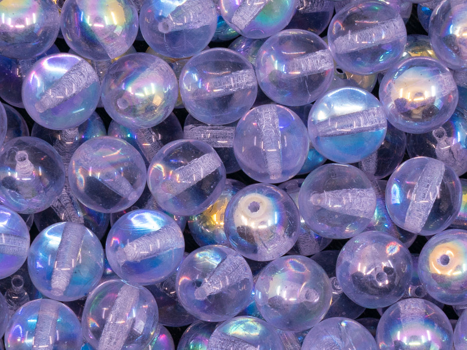 Runde Perlen 8 mm Hellblau AB Tschechisches Glas Farbe_Purple