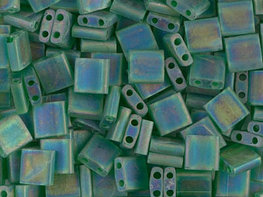 Tila™ Glasperlen  5x5 mm 2-Loch  Transparent Grün mattiert AB Japanische Glasperlen Miyuki Farbe_Green Farbe_ Multicolored