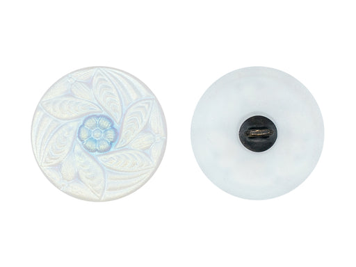 Tschechische Glasknöpfe handbemalt Größe 8 (18.0 mm | 3/4'') Opal Weiß AB matt mit Blumenmuster Tschechisches Glas  Color_White Color_Multicolored