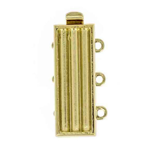 Verschluss 20x7 mm 3-Loch vergoldet mit 23 Karat Gold Metall Color_Gold