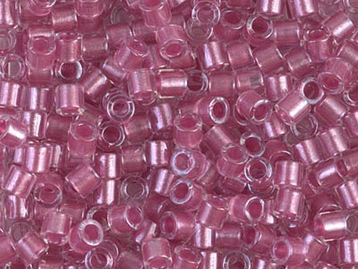 Delica Rocailles 8/0 Kristall mit funkelnd rosa gefärbtem Loch  Japanische Glasperlen Miyuki Farbe_Pink