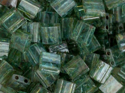 Tila™ Glasperlen  5x5 mm 2-Loch  Transparent Olivin Picasso Japanische Glasperlen Miyuki Farbe_Green Farbe_ Brown