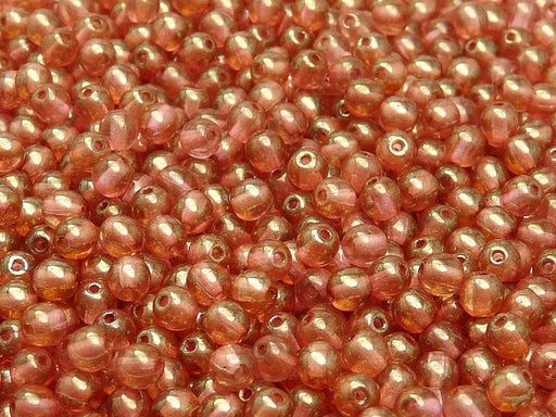 Runde Perlen 4 mm Kristall Rot Luster Tschechisches Glas  Red