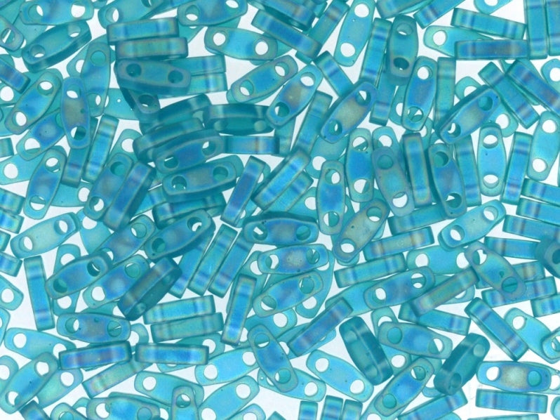 Quarter Tila™ Glasperlen 5x1.2x1.9 mm 2-Loch Transparent Entenbraun mattiert AB Japanische Glasperlen Miyuki Farbe_Blue Farbe_ Multicolored