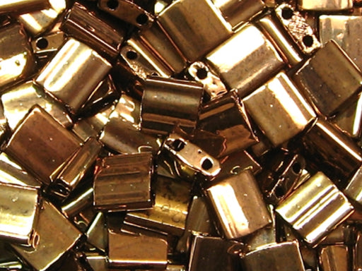 Tila™ Glasperlen  5x5 mm 2-Loch  Metallic Dunkelbronze Japanische Glasperlen Miyuki Farbe_Brown
