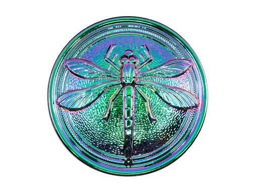 Tschechischer Glasknopf handbemalt Größe 14 (31.5 mm | 1 1/4'') Jet Glasmalerei Lila Grün Tschechisches Glas  Multicolored