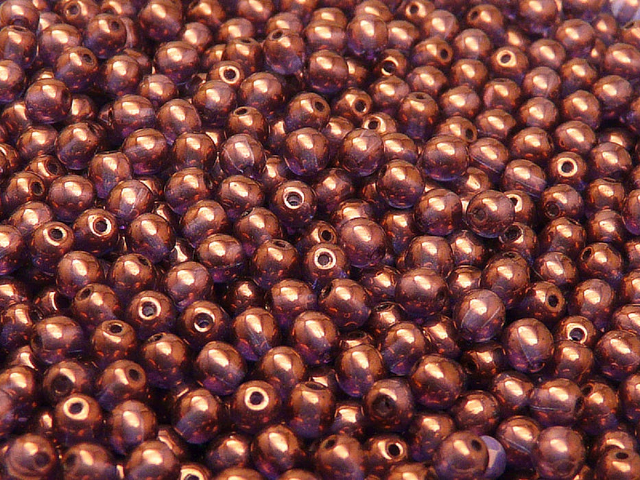 Runde Perlen 4 mm Kristall Vega Luster Tschechisches Glas  Purple