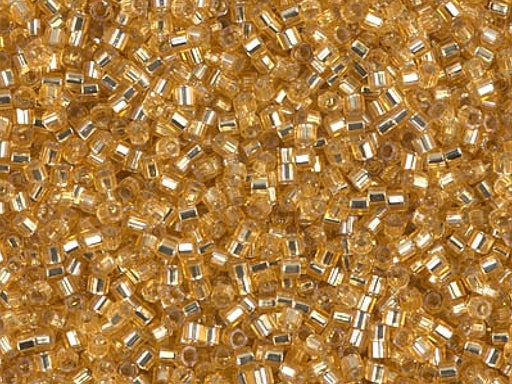 Delica Beads Cut 11/0 Gold mit versilbertem Loch Japanische Glasperlen Miyuki Farbe_Yellow Farbe_ Silver