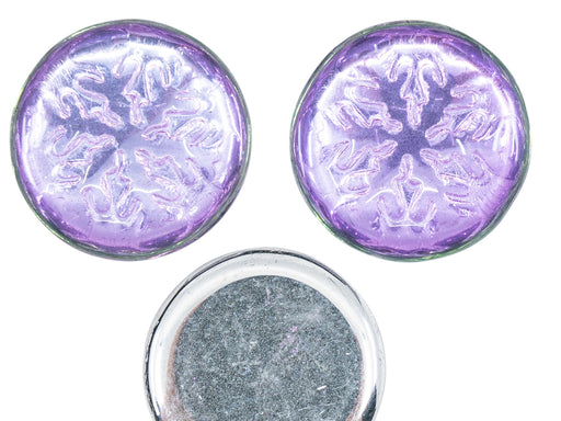 3 pcs Tschechische Glascabochons 21 mm, Kristall Glasmalerei hell, Tschechisches Glas (Czech Glass Cabochons)