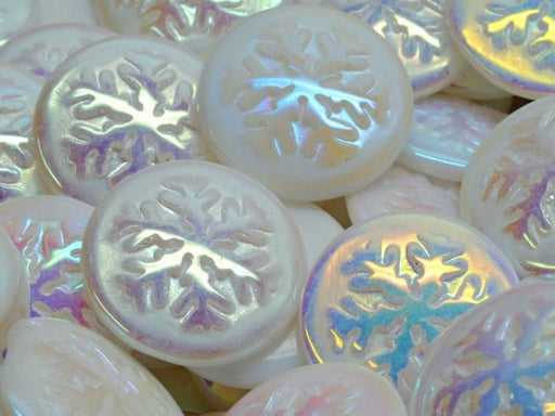 Tschechische Glascabochons 21 mm Alabaster AB Tschechisches Glas  Farbe_White Farbe_ Multicolored