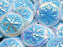 Tschechische Glascabochons 21 mm Alabaster AB mit blauen Verzierung Tschechisches Glas  Farbe_White Farbe_ Blue