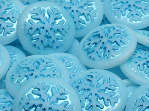 Tschechische Glascabochons 21 mm Alabaster matt Metallic Türkis Tschechisches Glas  Farbe_Blue