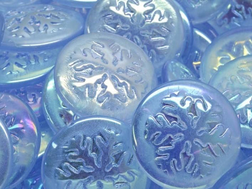 Tschechische Glascabochons 21 mm Hell Saphir AB Tschechisches Glas  Farbe_Blue