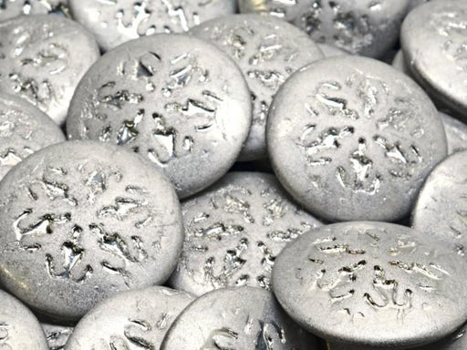 Tschechische Glascabochons 21 mm Kristall Labrador voll mattiert Tschechisches Glas Farbe_Silver