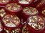 Tschechische Glascabochons 21 mm Rubin mit goldenem Muster Tschechisches Glas Farbe_Red