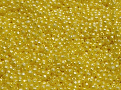 Fire Polished facettierte Glasperlen rund 2 mm Pastellgelb Tschechisches Glas  Farbe_Yellow