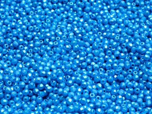 Fire Polished facettierte Glasperlen rund 2 mm Pastelltürkis Tschechisches Glas  Farbe_Blue