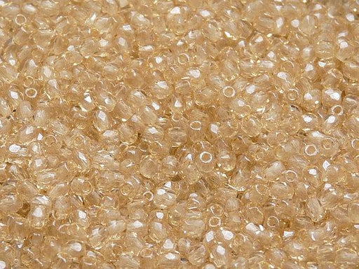 100 St. Fire Polished facettierte Glasperlen rund 3mm, Topas hell, Tschechisches Glas