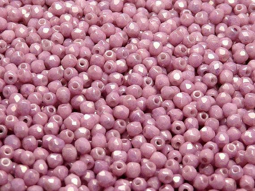 100 St. Fire Polished facettierte Glasperlen rund 3mm, Lila Luster, Tschechisches Glas