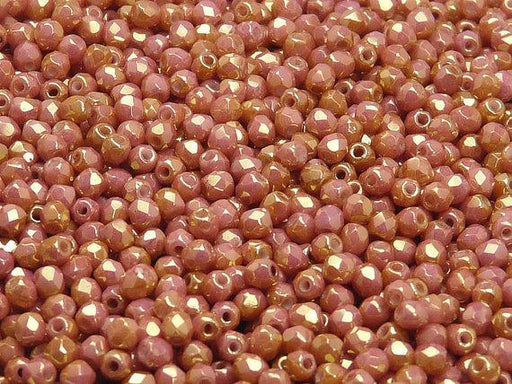 100 St. Fire Polished facettierte Glasperlen rund 3mm, Luster Rot, Tschechisches Glas