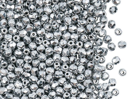 1 St. Fire Polished Glasperlen Set rund 3mm, 4mm, 6mm, 8mm. 3 Farben: Kristall Volllabrador, Schwarz, Kreideweiß, Tschechisches Glas