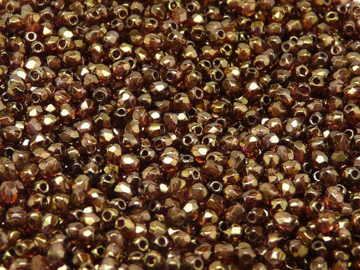 100 St. Fire Polished facettierte Glasperlen rund 3mm, Kristall, Senegal Braun-Violett Tschechisches Glas