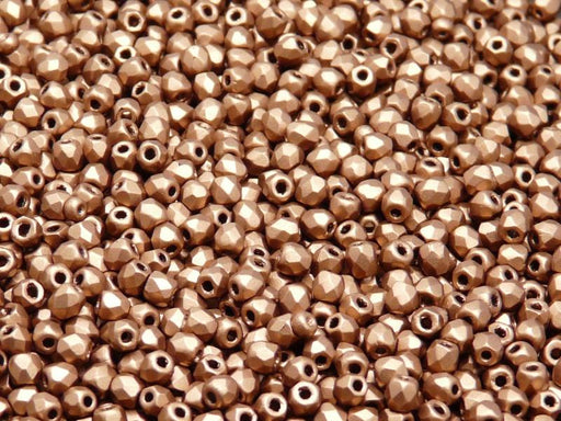 100 St. Fire Polished facettierte Glasperlen rund 3mm, Kristall, Bronze Kupfer, Tschechisches Glas