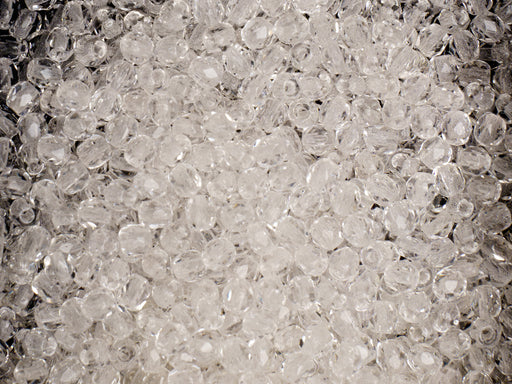 100 St. Fire Polished facettierte Glasperlen rund 3mm, Kristall, Transparent, Tschechisches Glas