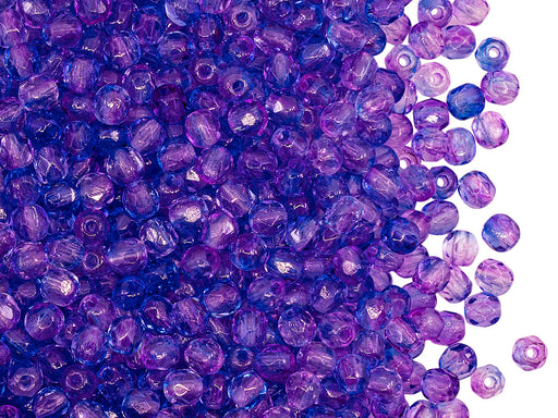 100 pcs Fire Polished facettierte Glasperlen rund 3 mm, Kristall Blauviolett Zweiton-Luster, Tschechisches Glas (Fire Polished Beads)