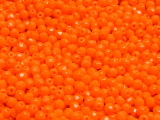 100 pcs Fire Polished facettierte Glasperlen rund 3 mm, Orange Undurchsichtig, Tschechisches Glas (Fire Polished Beads)