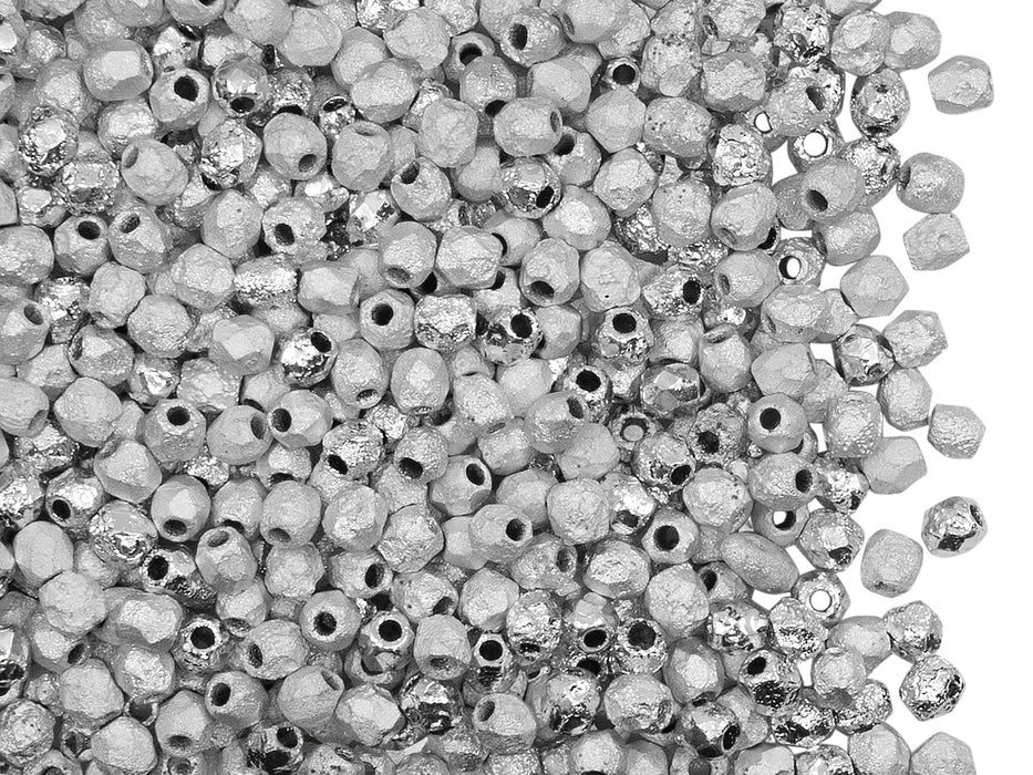 100 St. Fire Polished facettierte Glasperlen Rund 3mm, Kristall, geätzt, Labrador voll, Tschechisches Glas