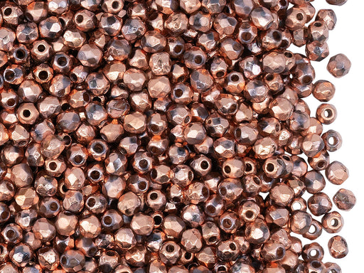100 St. Fire Polished facettierte Glasperlen Rund 3mm, Kristall, geätzt, Sonnenuntergang voll, Tschechisches Glas