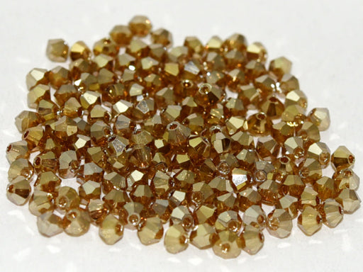 MC (machine cut) Perlen 3 mm Kristall Goldfackel Voll Tschechisches Glas Farbe_Gold