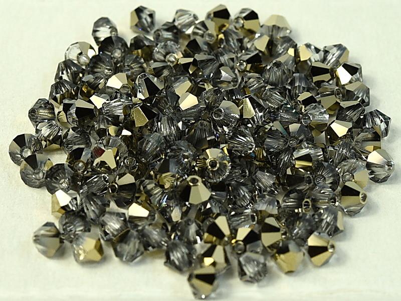 MC (machine cut) Perlen 3 mm Kristall Starling Gold Halb Tschechisches Glas Farbe_Yellow Farbe_ Multicolored
